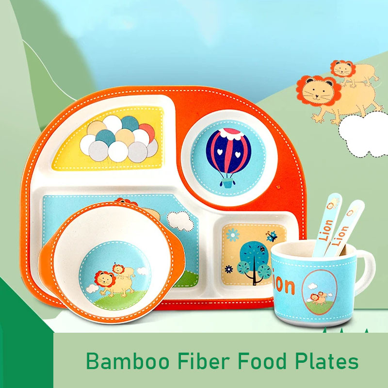 Baby Food With Fiber - Children's Dish With Partitions Bamboo Fiber