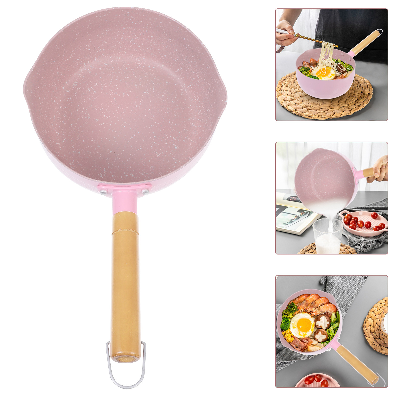Baby Food Restaurant - Wooden Handle Aluminium Milk Pot Multifunctional
