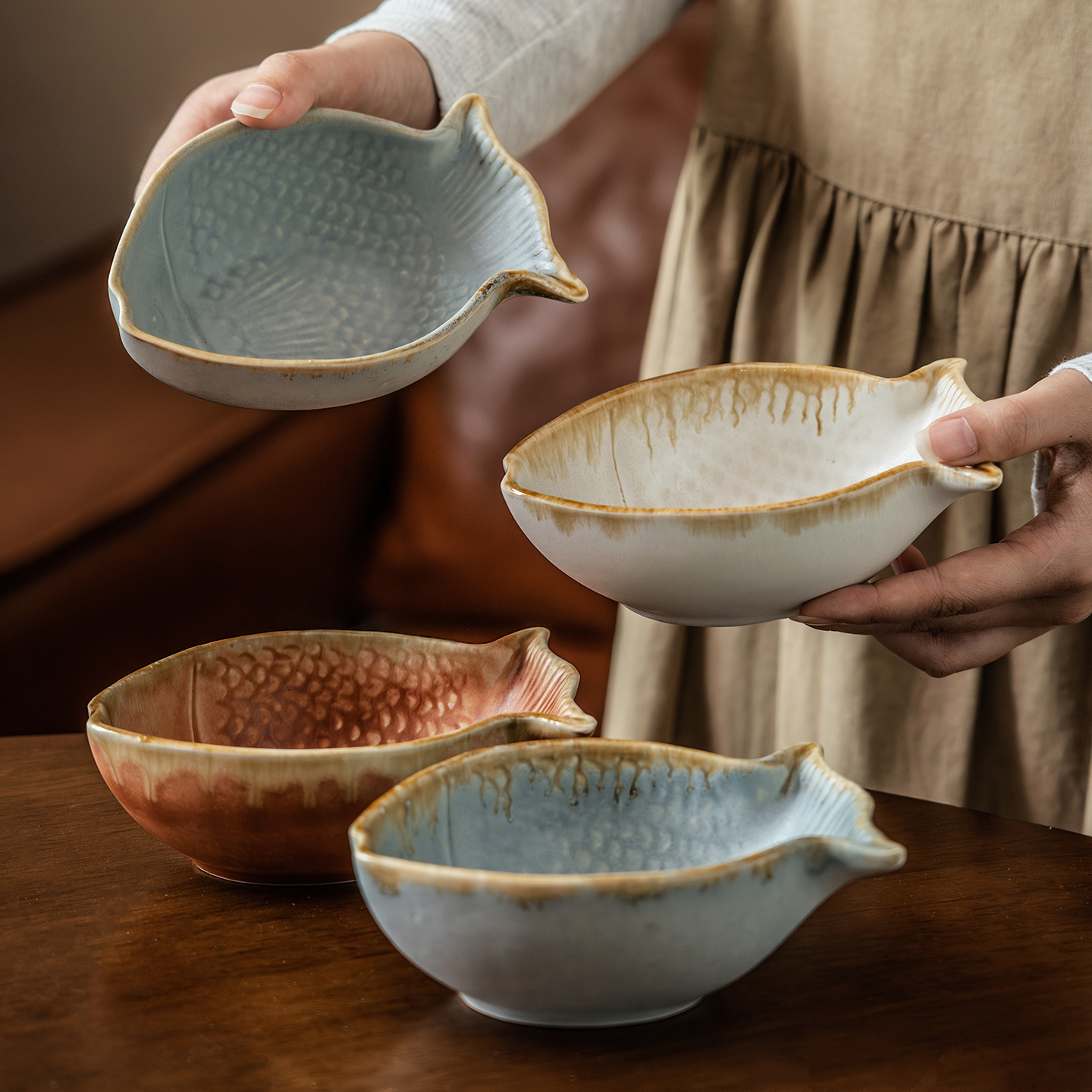 Baby Food Restaurant - Creative Fish Shape Ceramic Bowl Retro
