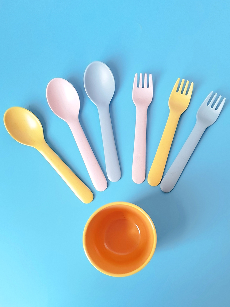 Baby Food Restaurant - Bamboo Fiber Fork Spoon Baby Auxiliary