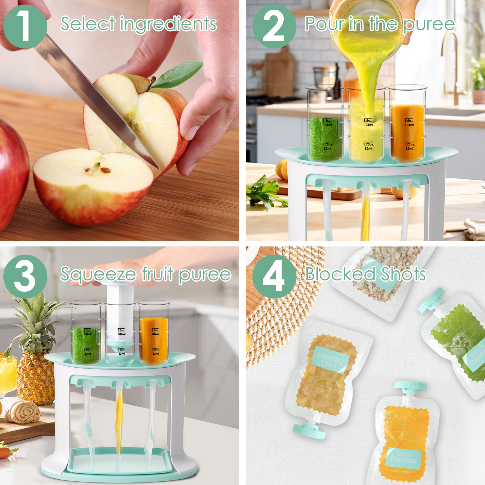 Squeeze Station for Baby Reusa - огляд і ціна Baby Food Pouches 1 Year Old