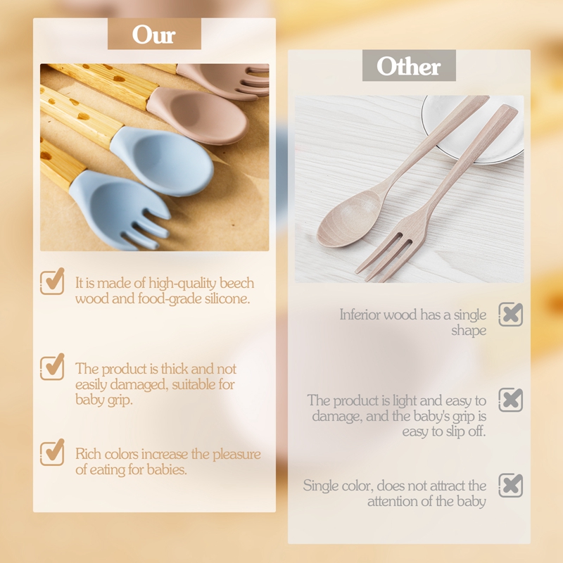 2PCS Baby Bamboo Fork Silicone - огляд і ціна Baby Food Organic