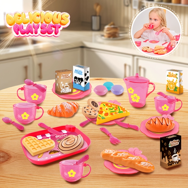 33PCS Kids Pink/Purple Tea Par - огляд і ціна Baby Food Cooking Set
